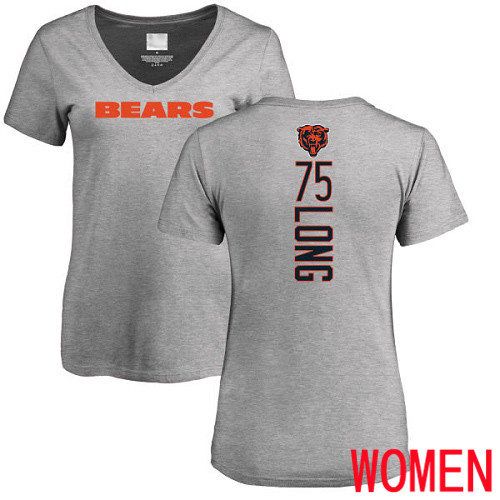 Chicago Bears Ash Women Kyle Long Backer V-Neck NFL Football #75 T Shirt